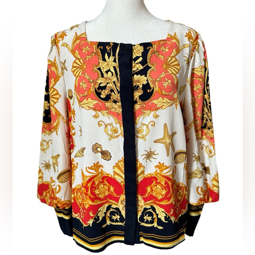 Baroque Filigree Button Down Blouse
